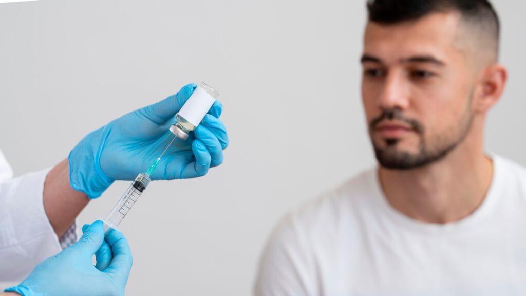 Médico preparando seringa para aplicar tratamento com remicade em paciente